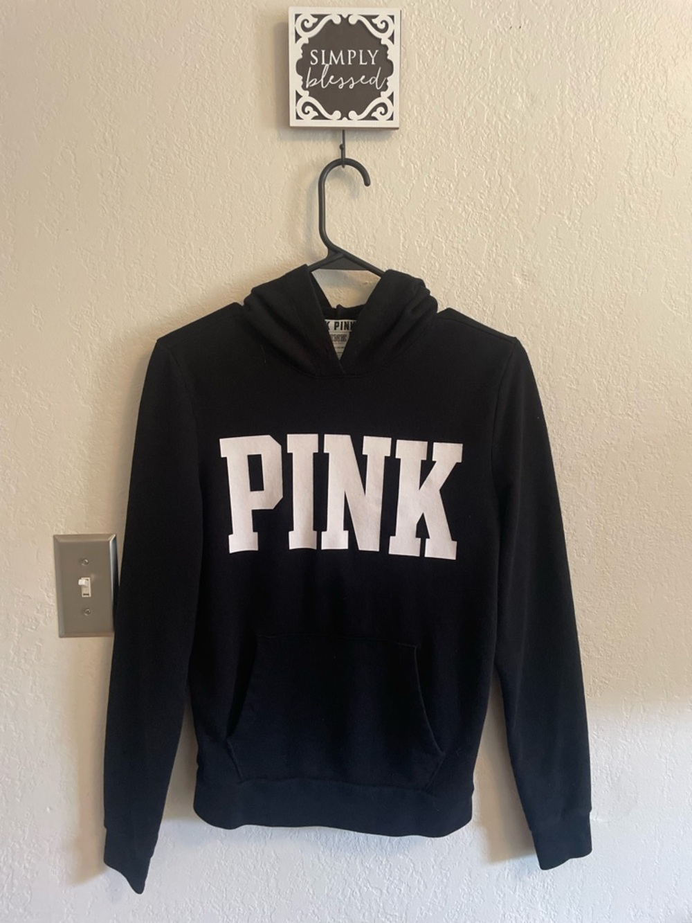 Victoria's Secret PINK Black Hoodie with White Logo
